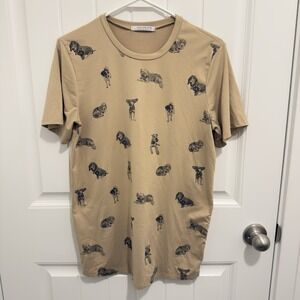 Polagram Men's Brown Tshirt W/gog Design Size Small